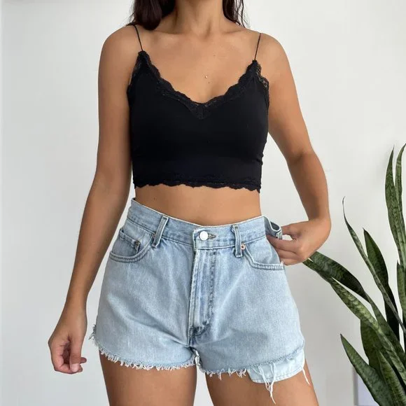 Vintage Levi's 505 high waist denim cutoff short light wash - Picture 4 of 11